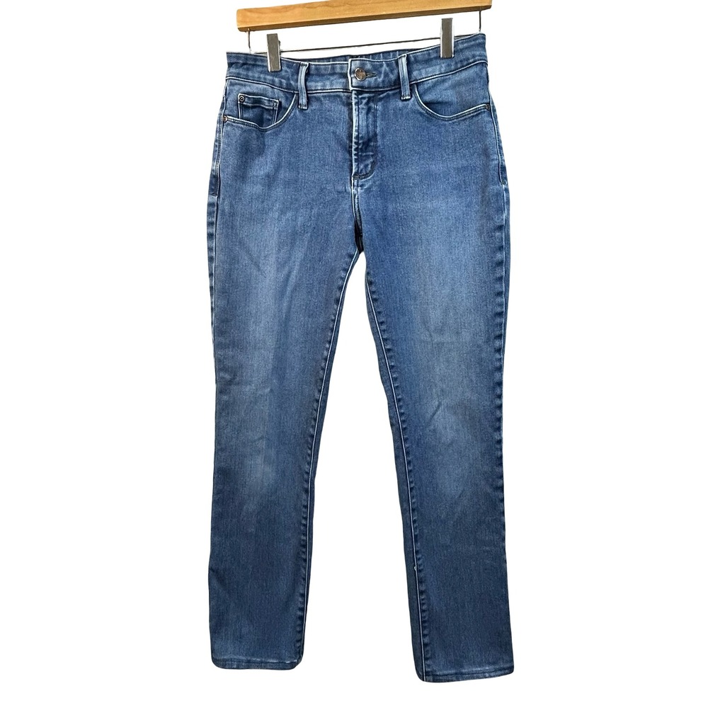NYDJ Samantha Slim Medium Wash Jeans Womens 8 Lift Tuck Technology Blue Denim